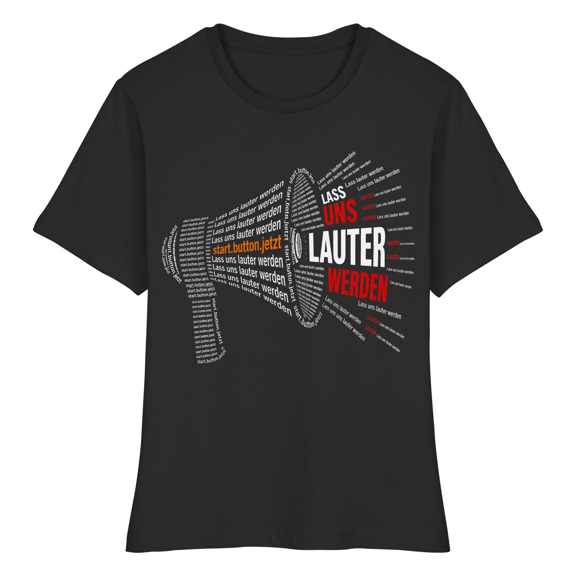 Lass uns lauter werden - dunkel - start.button.jetzt - Fitted Ladies Organic Shirt