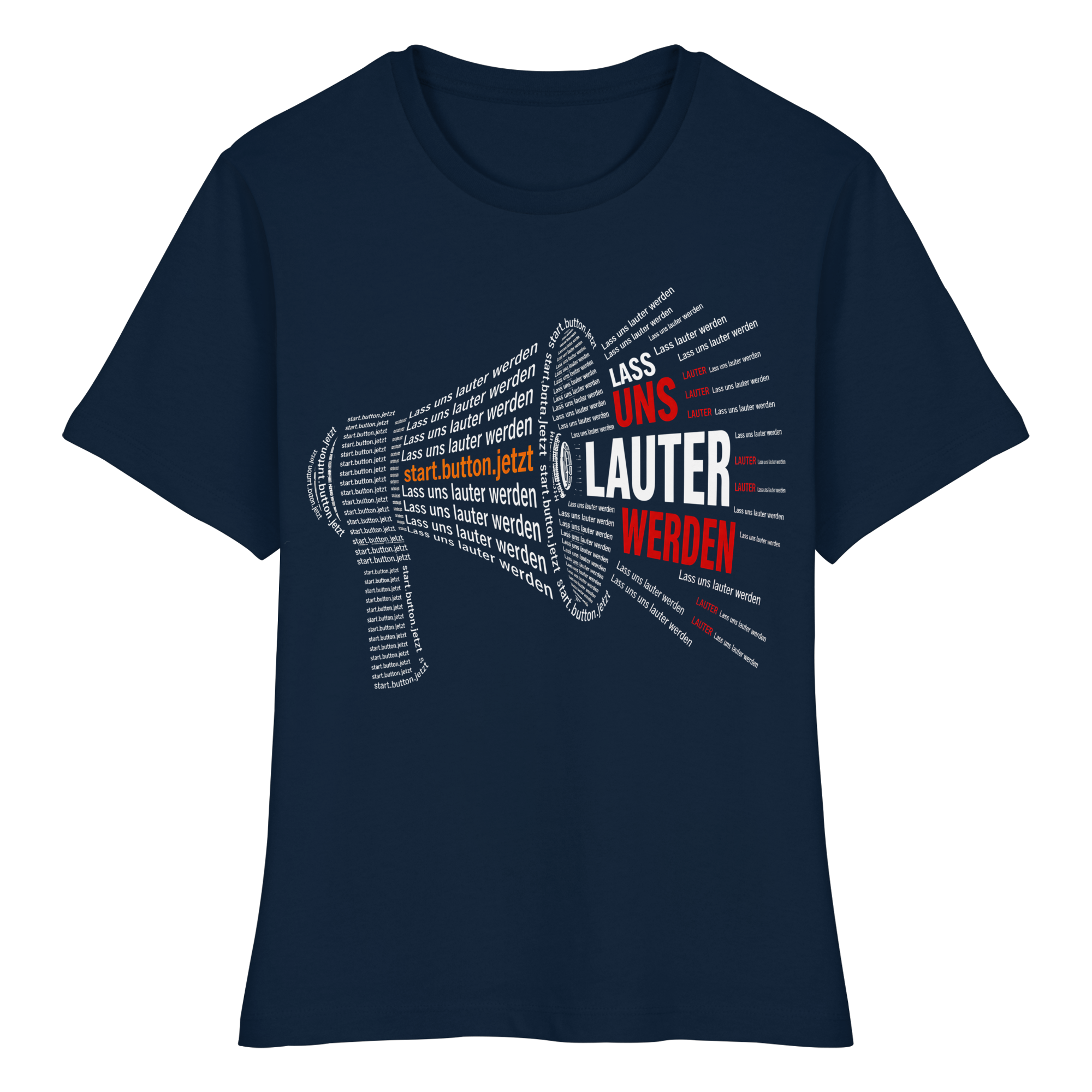 Lass uns lauter werden - dunkel - start.button.jetzt - Fitted Ladies Organic Shirt – Bild 2